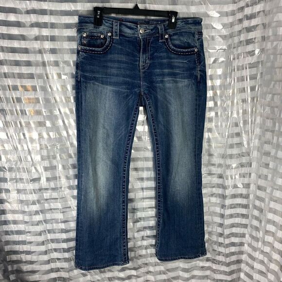 Miss Me JE5457EL Easy Boot Rhinestone Studded Jeans - Picture 1 of 8